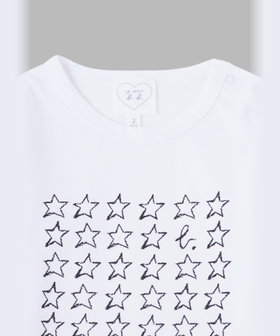 ENFANT ベビー ベビー "b." ロゴ コットン 長袖 Tシャツ "Etoile" ホワイト