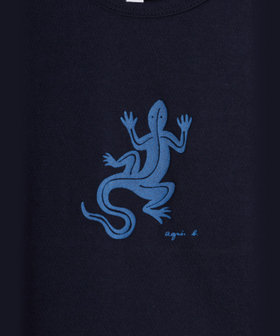 ENFANT ベビー ベビー ロゴ アイコニック プリント コットン 長袖 Tシャツ "Lezard" ブルー系その他