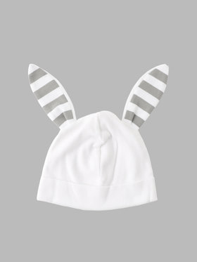 ENFANT ベビー ベビー ラパン 帽子 ホワイト×グレー