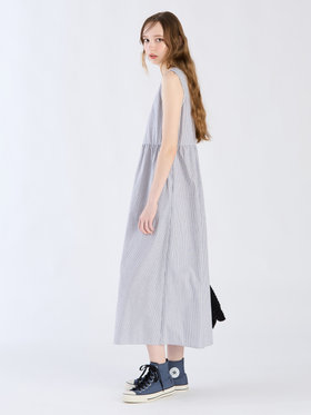 To b. by agnès b. 【Outlet】ストライプブイネックドレス ネイビー