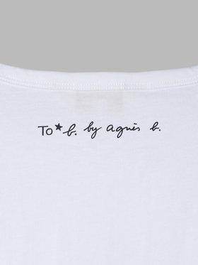 To b. by agnès b. 【Outlet】メッセージ プリント コットン 半袖 Tシャツ "merci ! a tous!!" ホワイト