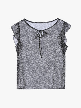 To b. by agnès b. 【Outlet】クローバープリントフリルブラウス ブラック