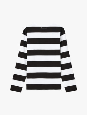 HOMME メンズ メンズ 太ボーダー コットン 長袖 Tシャツ "Coulos" ホワイト×ブラック