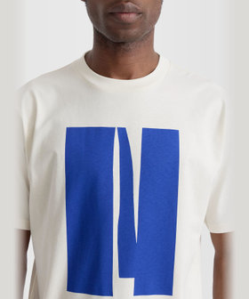 HOMME メンズ メンズ プリント コットン 半袖 Tシャツ "Bertrand Loube" ホワイト