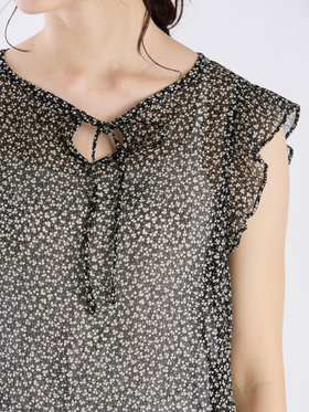 To b. by agnès b. 【Outlet】クローバープリントフリルブラウス ブラック