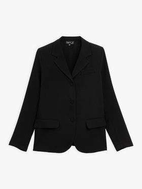 FEMME ウィメンズ ブラック トリアセテート クレープ テーラードジャケット ブラック