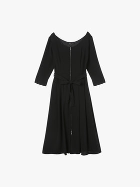 FEMME ウィメンズ ブラック トリアセテート クレープ ワンピース ”Clara” ブラック