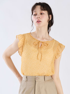 To b. by agnès b. 【Outlet】クローバープリントフリルブラウス イエロー