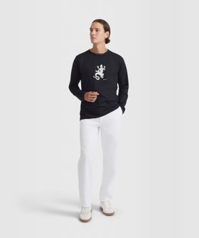 HOMME メンズ メンズ アイコニック プリント コットン 長袖 Tシャツ "Lezard" ブラック