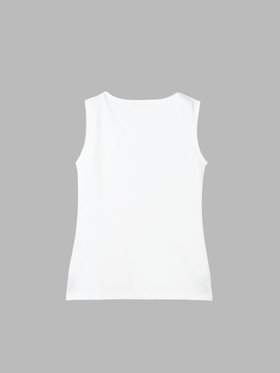 To b. by agnès b. ミニロゴ プリント コットン タンクトップ ホワイト