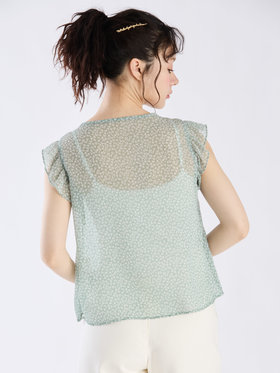 To b. by agnès b. 【Outlet】クローバープリントフリルブラウス グリーン系その他