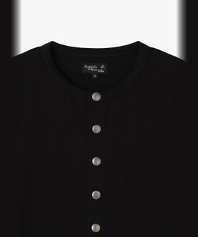 HOMME メンズ メンズ コットン 長袖 プレッションカーディガン "Kheli" ブラック
