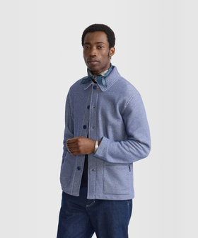 HOMME メンズ メンズ コットン 長袖 ジャケット "Mandarin" ブルー系その他