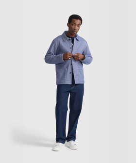 HOMME メンズ メンズ コットン 長袖 ジャケット "Mandarin" ブルー系その他