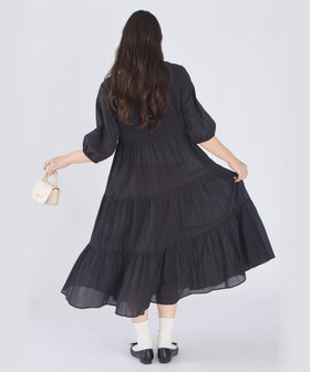 To b. by agnès b. コットン シフォン ティアード ワンピース ブラック