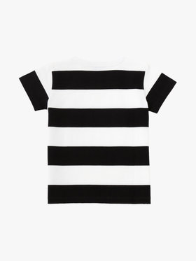 ENFANT ユニセックス キッズ コットン 太ボーダー 半袖 Tシャツ ホワイト×ブラック