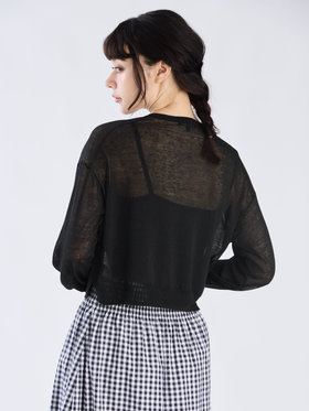 To b. by agnès b. シアー ニット ロングスリーブ カーディガン ブラック