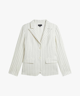 FEMME ウィメンズ ストライプ コットン リネン ジャケット "Garry" アイボリー
