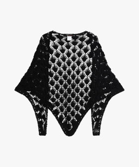 FEMME ウィメンズ かぎ編み コットン トライアングル スカーフ "Marjolaine" ブラック