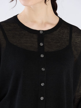 To b. by agnès b. シアー ニット ロングスリーブ カーディガン ブラック