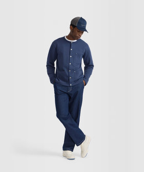 HOMME メンズ メンズ コットン メルトン 長袖 カーディガンプレッション "Khelian" ブルー系その他