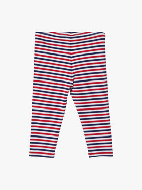 ENFANT ベビー ベビー "b."ロゴ 刺繍 トリコロールボーダー コットン フルレングス レギンス "Jerico" ネイビー