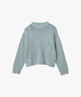To b. by agnès b. フラワーモチーフ ニットプルオーバー ブルー
