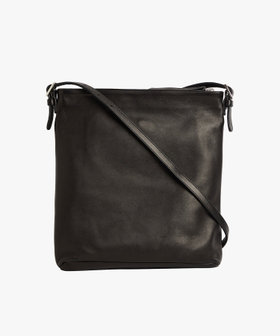 FEMME ウィメンズ ロゴ ラムスキンレザー ショルダーバッグ "Joan" ブラック