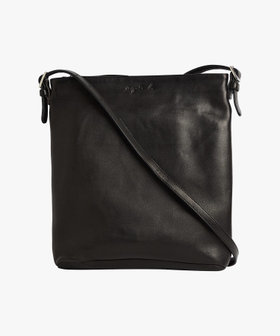 FEMME ウィメンズ ロゴ ラムスキンレザー ショルダーバッグ "Joan" ブラック