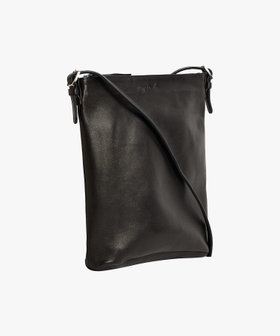 FEMME ウィメンズ ロゴ ラムスキンレザー ショルダーバッグ "Joan" ブラック