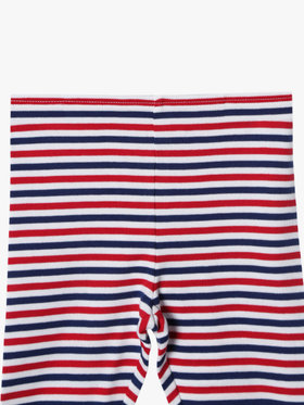 ENFANT ベビー ベビー "b."ロゴ 刺繍 トリコロールボーダー コットン フルレングス レギンス "Jerico" ネイビー