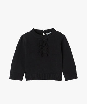 ENFANT ベビー ベビー フリル 長袖 ニットプルオーバー ブラック