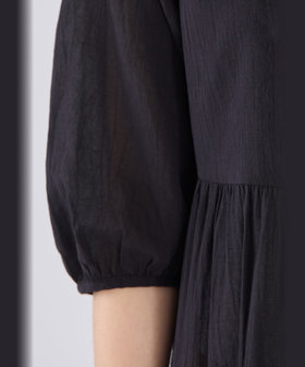 To b. by agnès b. コットン シフォン ティアード ワンピース ブラック