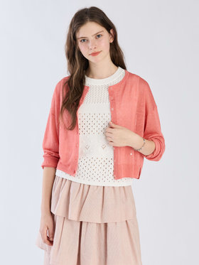 To b. by agnès b. シアーニット カーディガン ピンク