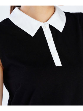 FEMME ウィメンズ コットン バイカラー ノースリーブ ポロシャツ "Thais" ブラック