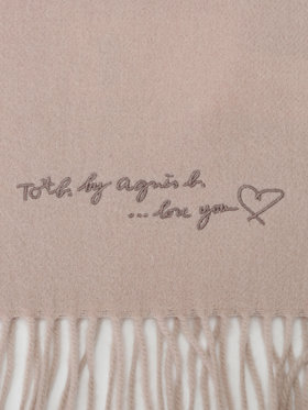 To b. by agnès b. ロゴ刺繍 ウール カシミア マフラー ホワイト系その他