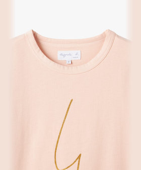 FEMME ウィメンズ アイコニック プリント コットン 半袖 Tシャツ "Point d'ironie" ピンク系その他