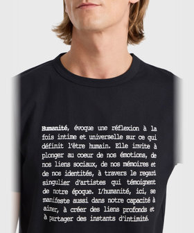 HOMME メンズ メンズ メッセージ プリント オーガニックコットン 半袖 Tシャツ "Brando" ブラック