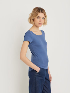FEMME ウィメンズ 【Outlet】コットン 半袖 Tシャツ "Le Chic" ブルー