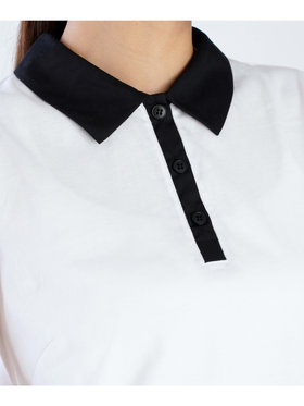 FEMME ウィメンズ コットン バイカラー ノースリーブ ポロシャツ "Thais" ホワイト