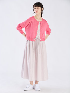 To b. by agnès b. シアー ニット ロングスリーブ カーディガン ピンク