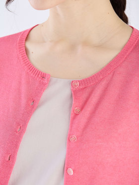 To b. by agnès b. シアー ニット ロングスリーブ カーディガン ピンク