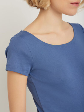 FEMME ウィメンズ 【Outlet】コットン 半袖 Tシャツ "Le Chic" ブルー