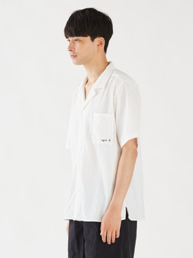 HOMME メンズ メンズ 開襟 半袖シャツ ”Magnam” ホワイト
