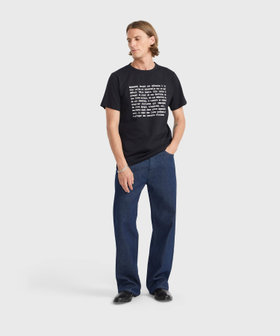 HOMME メンズ メンズ メッセージ プリント オーガニックコットン 半袖 Tシャツ "Brando" ブラック