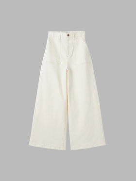 To b. by agnès b. ホワイト デニム ワイドパンツ ホワイト