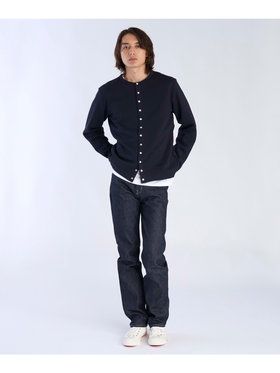 HOMME メンズ メンズ オーガニックコットン 長袖 カーディガンプレッション ブラック