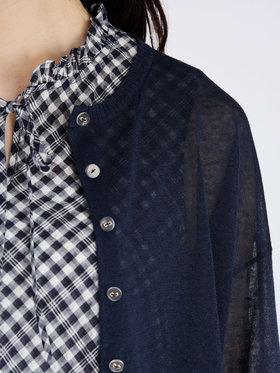 To b. by agnès b. シアー ニット ロングスリーブ カーディガン ネイビー