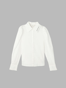 To b. by agnès b. ロゴ刺繍 ボリュームスリーブ ブラウス ホワイト