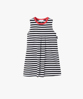 ENFANT ガールズ キッズ ボーダー コットン ノースリーブ ワンピース ホワイト×ブラック